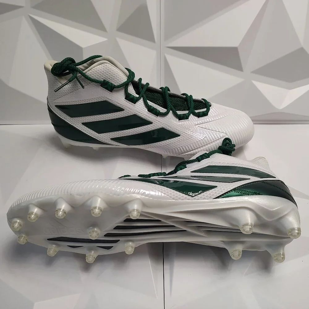 Adidas Mens Football Cleats 17 White Green Shoe Lacrosse Freak Carbon Mid - Picture 2 of 11